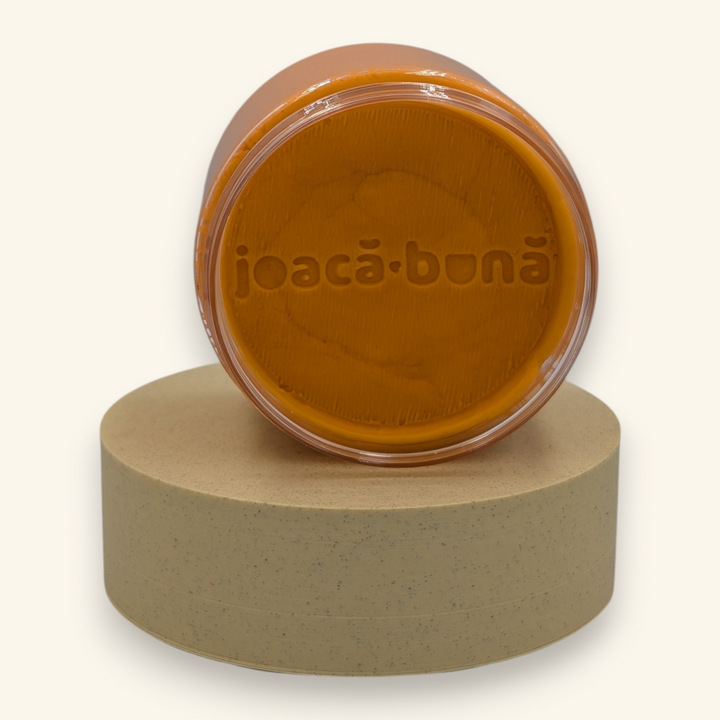 Plastilină handmade portocaliu aprins, cutie 200 g cu logo joacă bună