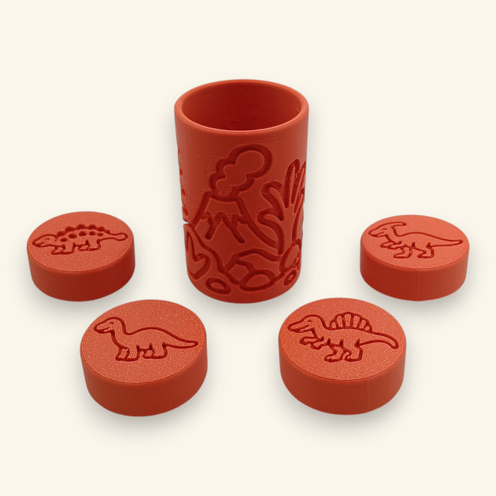 Fețele cu cei patru dinozauri ale ștampilelor — Stamps-roller Dinozauri pentru plastilină de la joacă bună