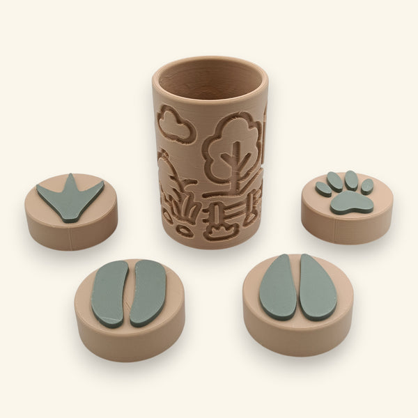 Stamps-roller Fermă cu cele patru ștampile și urmele animalelor — unealtă pentru plastilină de la joacă bună