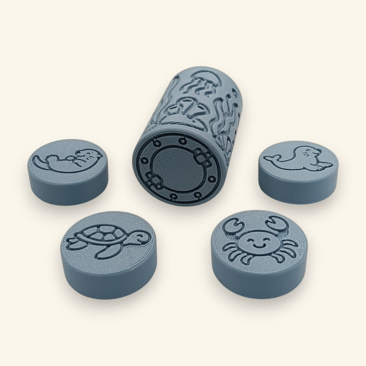 Stamps-roller Ocean pe o parte, cu hubloul de vapor de pe capăt — jucărie pentru plastilină de la joacă bună