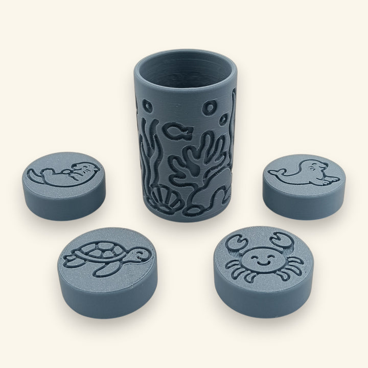 Fețele cu vidra, broasca-țestoasă, crabul și foca ale ștampilelor — Stamps-roller Ocean pentru plastilină de la joacă bună
